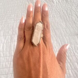 Pink Rose Quartz Crystal Point Ring
